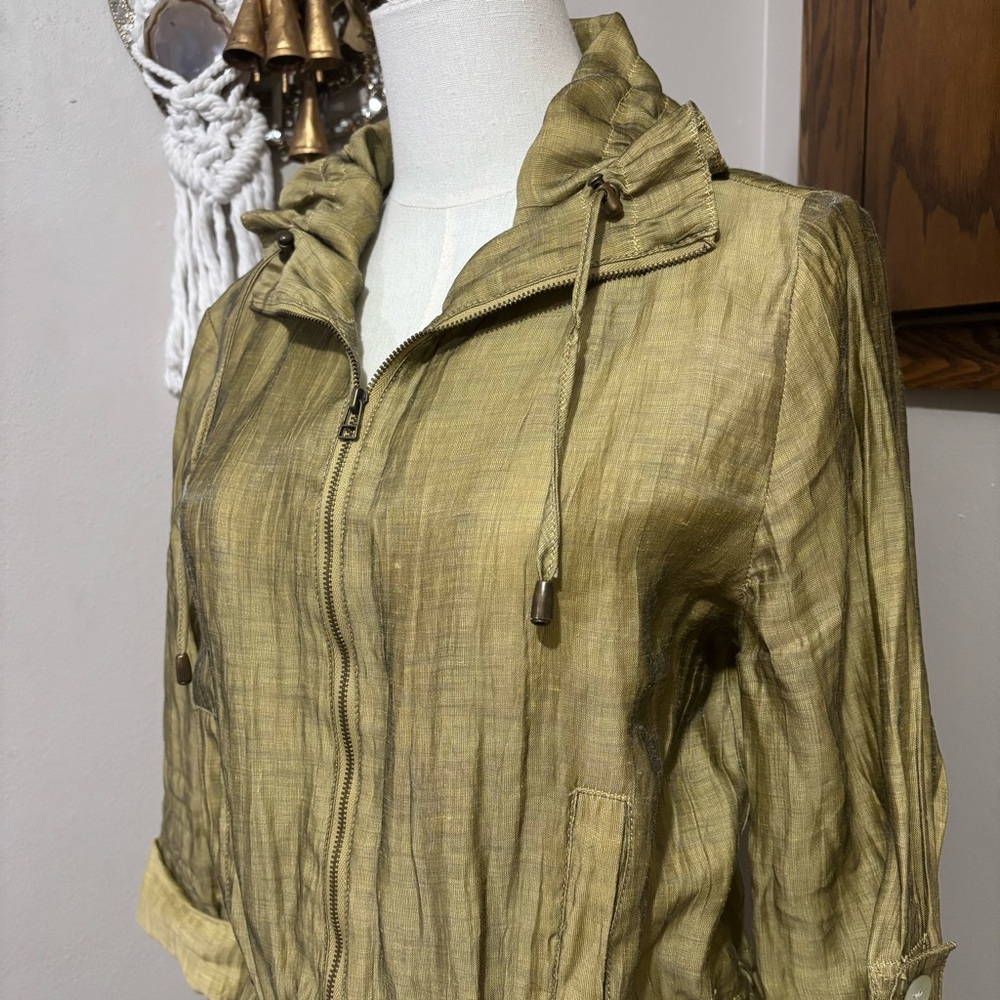 Ruby Rd Green Metallic Utility Jacket Size 6 Boho… - image 2